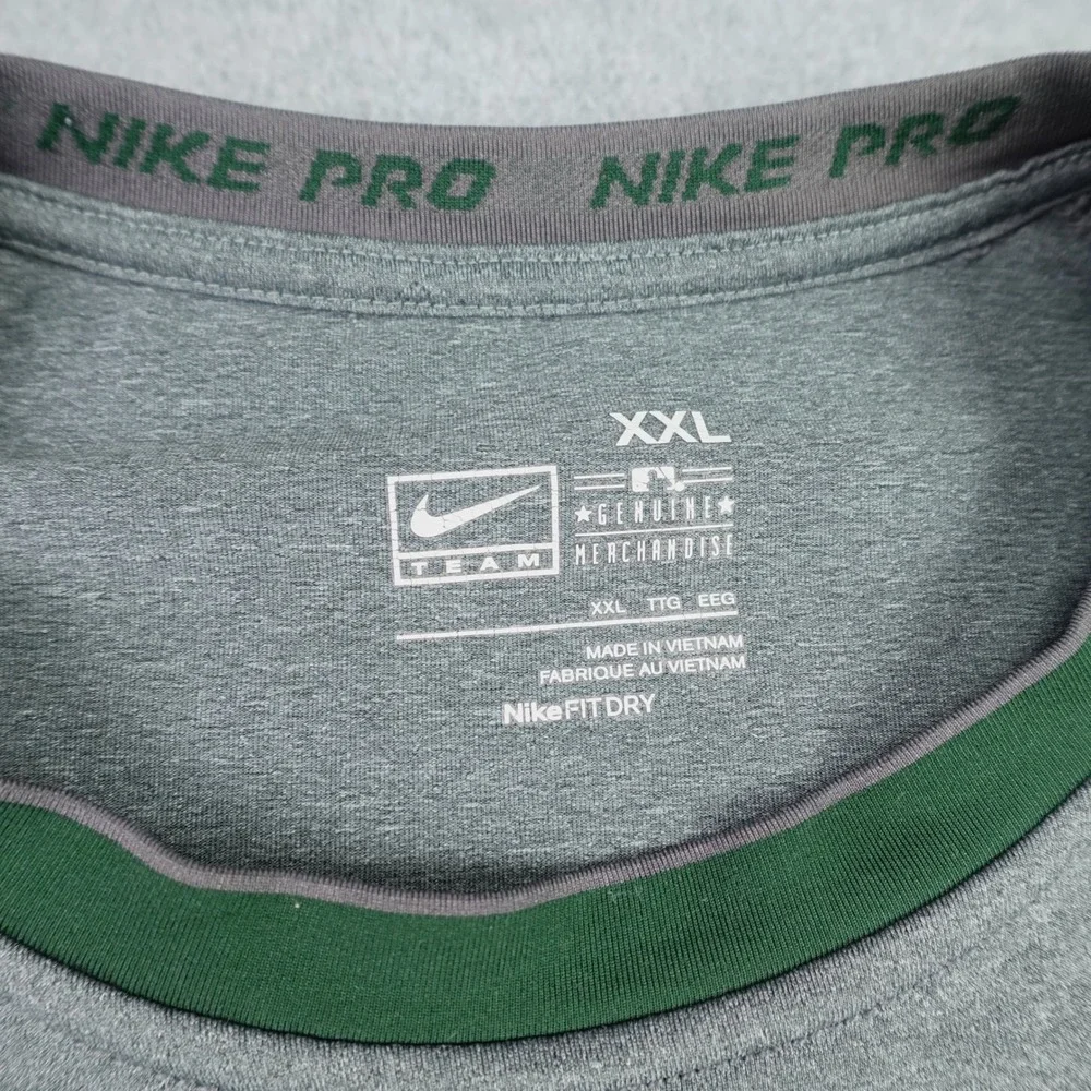 Nike Pro Shirt Mens XXL Gray Green Athletic Long Sleeve Nike FIT DRY MLB